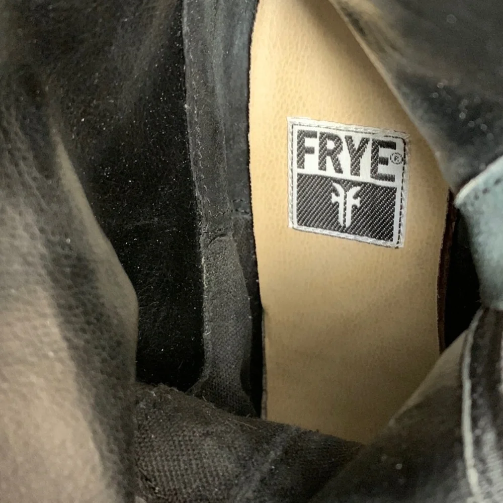 FRYE Vintage Y2K Dorian Platform Chunky Heel Tall Black Zippered Boots, Size 9 - Picture 10 of 13